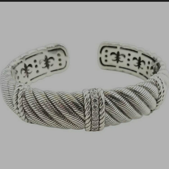 Judith Ripka Sterling Silver Diamonique Hinged Cuf - Picture 2 of 6